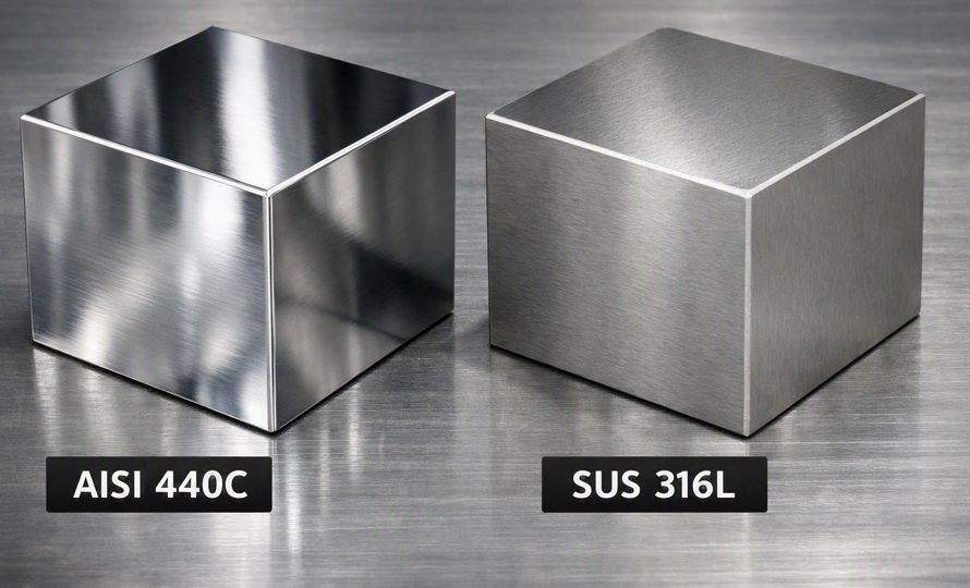 Two steel blocks: polished AISI 440C and brushed SUS316L